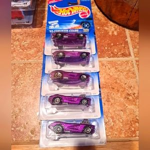 Vintage Hot Wheel 1996 '58 Corvette Coupe Purple New on Card 5 Cars